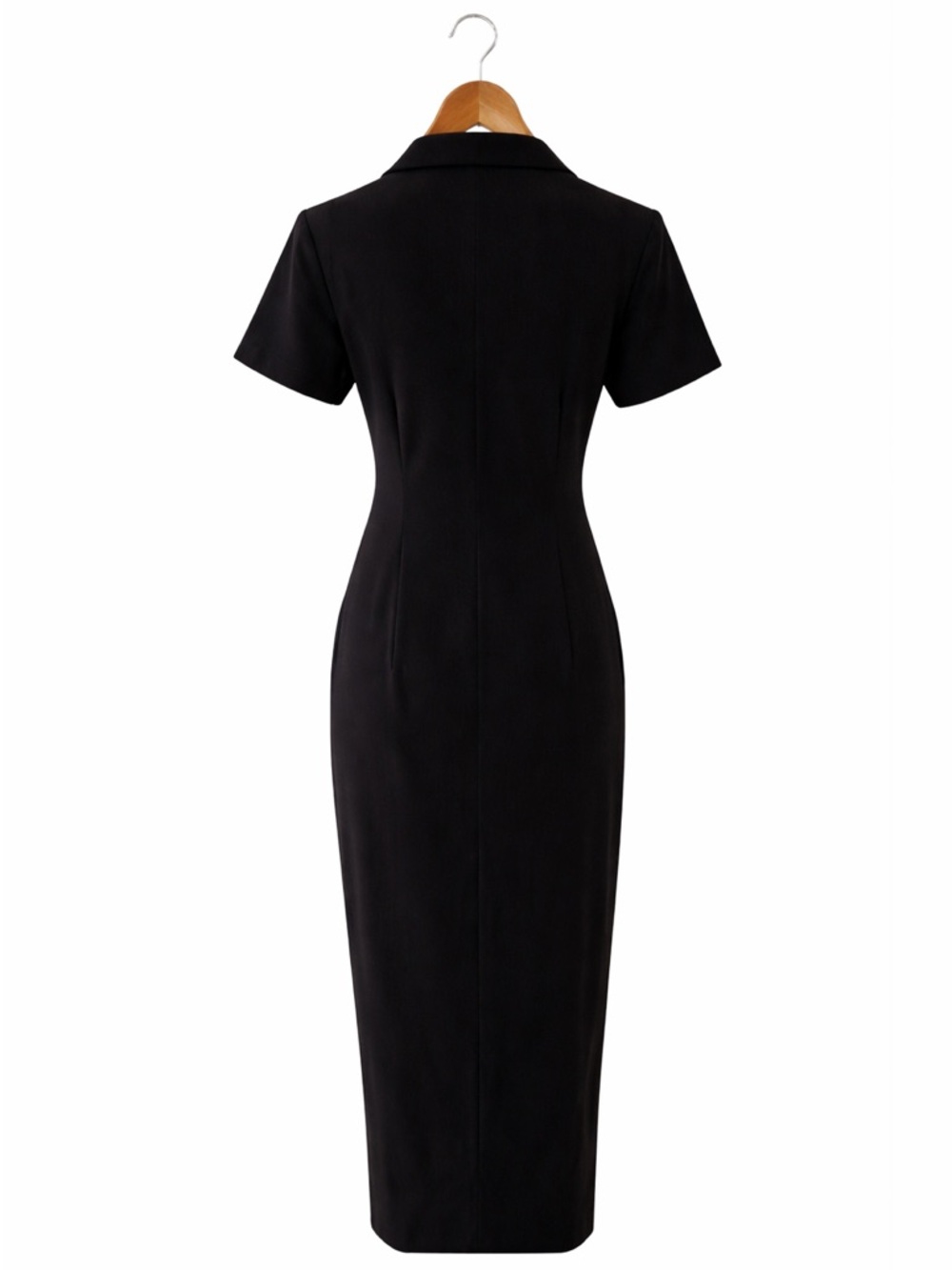 Worthington Black Button Front Midi Dress Size 8 Classic Tailored Fully - Picture 3 of 4